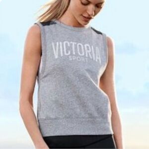 Victoria’s Secret Sport Gray Sleeveless Open Back Sweatshirt Vest Small